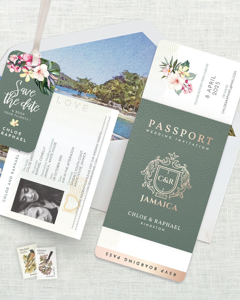 Passport Wedding Invitation Jamaica Jamaica Wedding Etsy