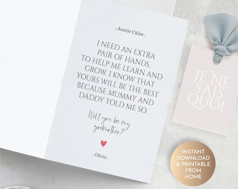 Godmother Proposal Card, Will You be My Godmother Card, Godparents Proposal, Keepsake Note Card, Proposal Box, Proposal Gift, Godmother Poem