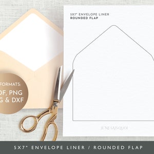 Envelope Liner 5x7 Rounded Flap, Envelope Liner Template, Envelope liner SVG, Envelope Liner Printable, Custom, Liner A7, Svg, Png, Pdf, Dxf