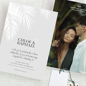 Tropical Wedding Invitation Template, Palm Tree Wedding Invitation, Beach Wedding Invitation, Modern Tropical, Hawaii, Template Download image 1