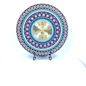Lilac Stroll Mandala Upcycled Vinyl Record Clock Hand Painted