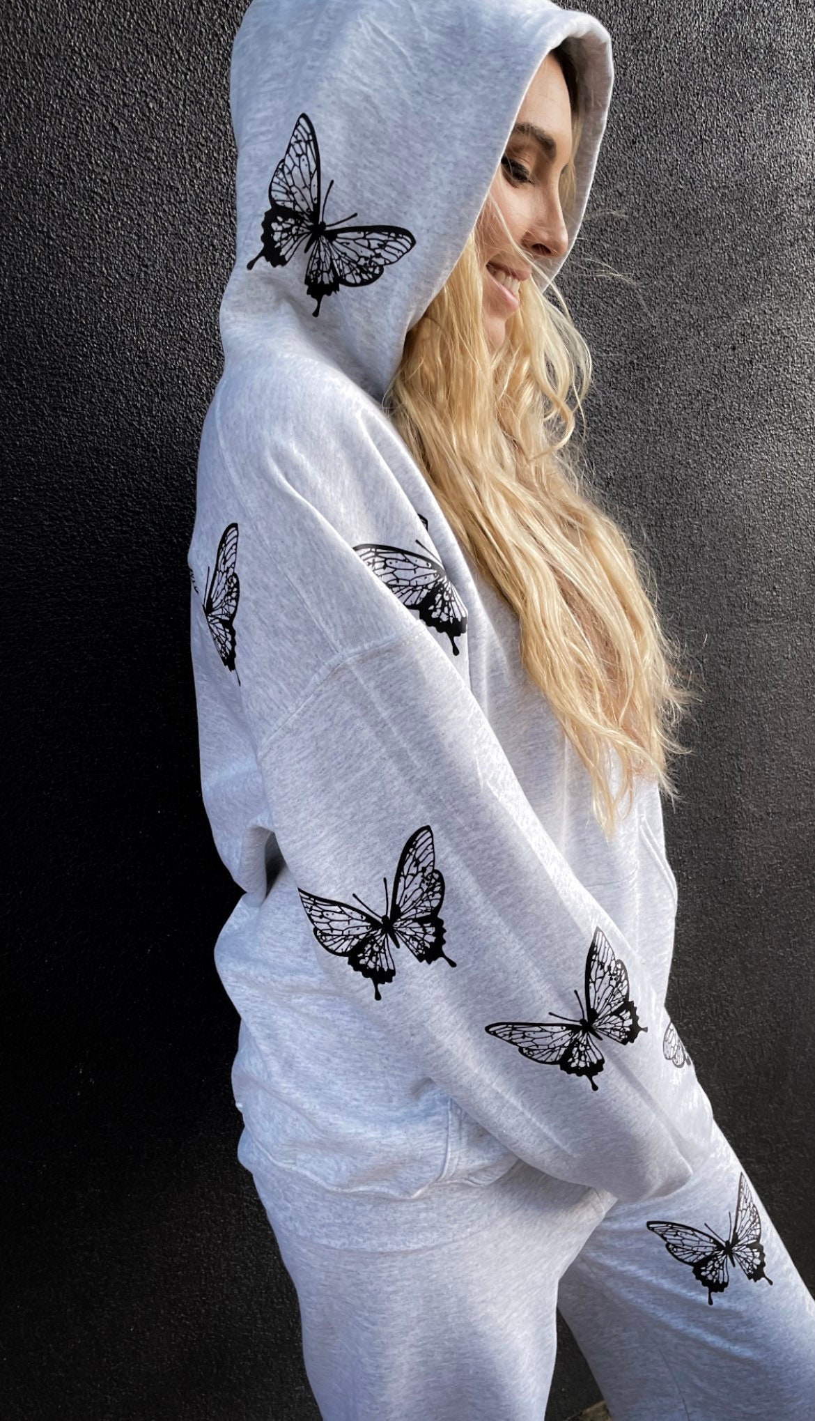 Hoodie with top a butterfly