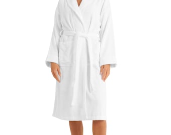 100% Turkish Cotton Bathrobe: Hotel Quality Shawl Collar Towelling Gown