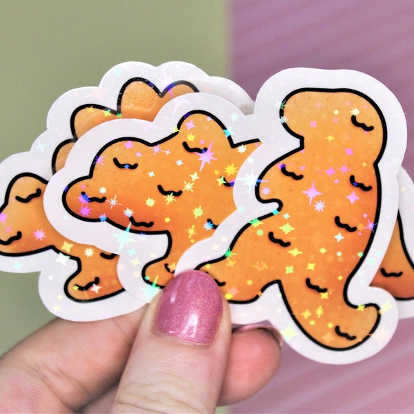 Dinosaur Nuggets Glossy Or Holo Stickers, Waterproof, Dinosaur Sticker, Food Sticker, Cute, Kawaii Sticker, Turkey Dino, Planner Stickers