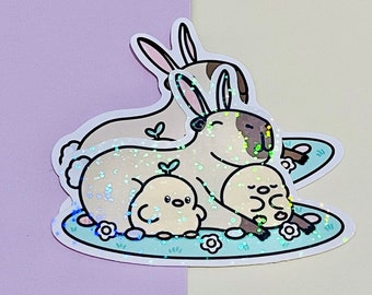 Waterproof Sticker Kawaii Sticker Cute Animal sticker Easter Bunny Capybara With Chick Friends Glossy Or Holo Sticker Capybara Gifts Waterproof Sticker Kawaii Sticker Cute Animal sticker Easter Bunny Capybara With Chick Friends Glossy Or Holo Sticker Capybara Gifts