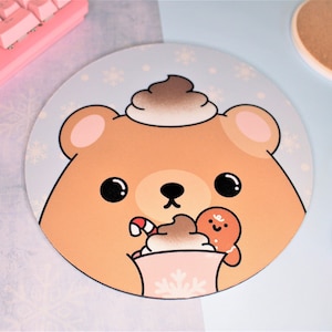 Christmas Bear Mouse Mat - Kawaii Holiday Mouse Mat - Coco The Christmas Bear - Cute Gaming Accessories - Holiday Decor
