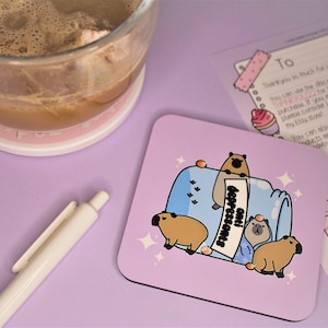 Anti Depressant Capybaras Coaster - Cute Capybara Coaster - Whimsical Desk Accessory - Unique Gift - Mental Health Coaster