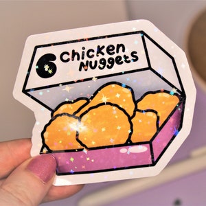Chicken Nuggets Glossy Or Holo Sticker, Nuggets, Waterproof Sticker, Food sticker, Nuggies, Cute Stickers, Kawaii Stickers, Planner Stickers