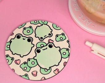 Kawaii Frog Coaster - Froggy Cereal Coaster - Unique Desk Décor for Frog Lovers