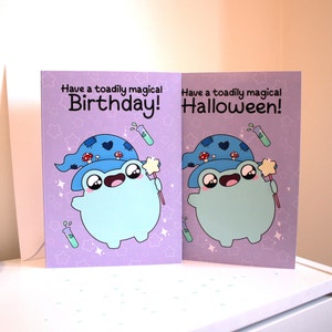 Carte d'anniversaire et Halloween grenouille mignonne - carte d'anniversaire/Halloween complètement magique - jeux de mots drôles de carte - grenouille sorcier magique - cadeau unique