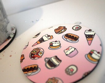 Kawaii Cat Coaster - Cute Cat Café Coaster - Cute Kawaii Home Décor - Cat Lover Gifts