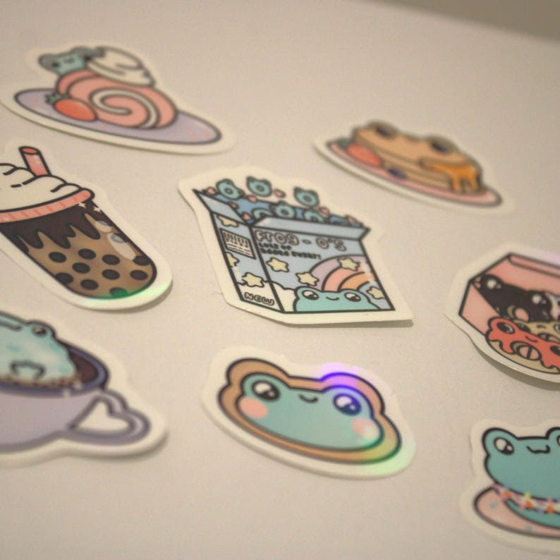 Kawaii Frog Bakery Sticker Pack - Set of 8 Frog Stickers - Cute Frog ...