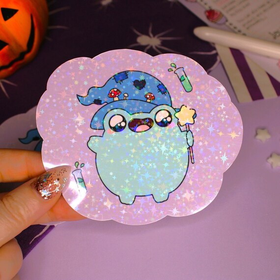 Magical Wizard Frog Sticker - Cute Frog Stickers - Kawaii Spooky Decals