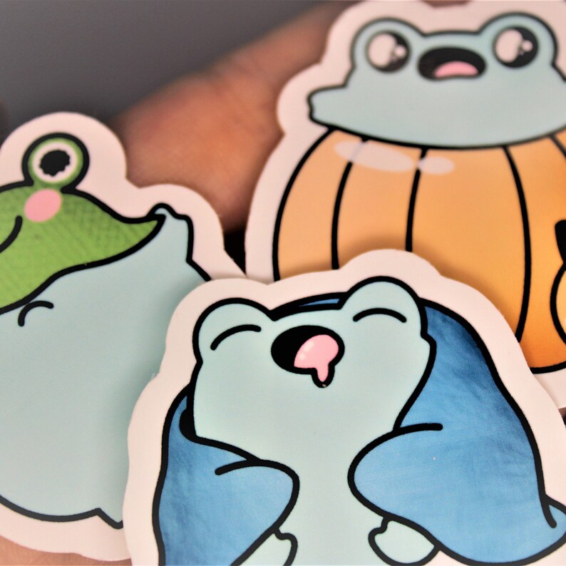 Kawaii Frog Sticker Pack - Set of 6 Stickers - Mushroom Frog - Cute ...