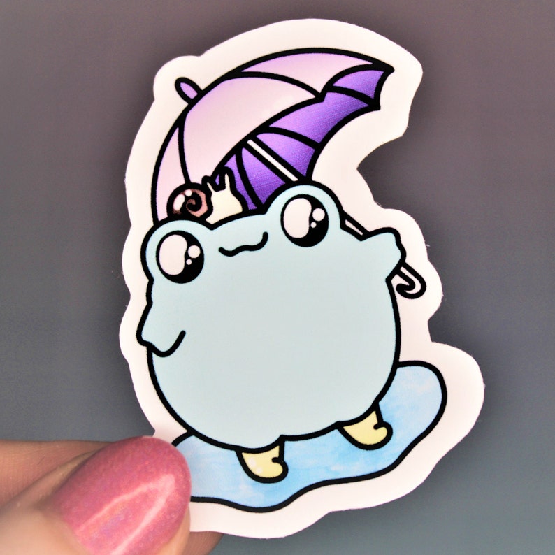 Kawaii Frog Sticker Pack - Set of 6 Stickers - Mushroom Frog - Cute ...