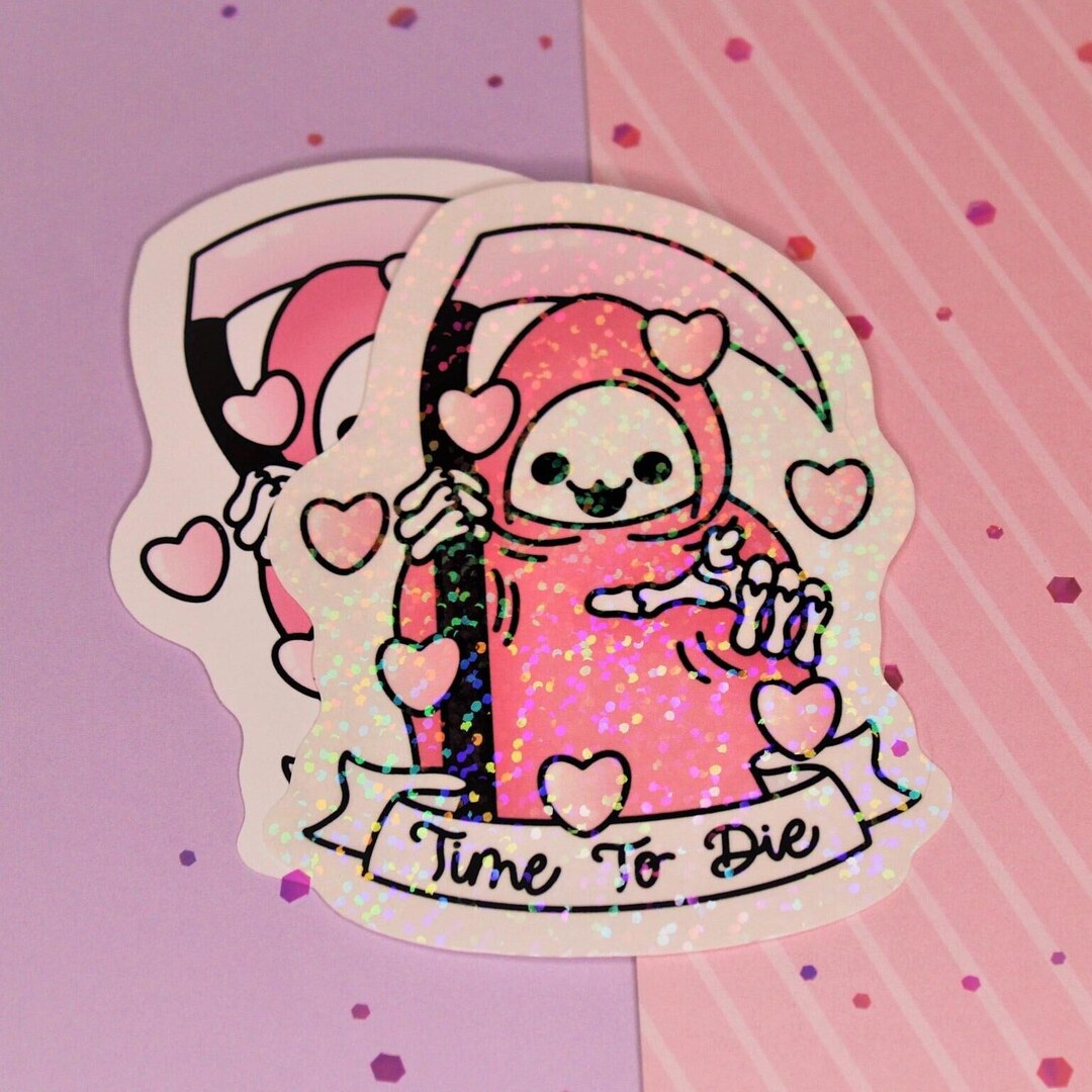 Pink Reapper Kawaii Pink Grim Reaper Sticker - Cute Pink Pastel Goth Stickers - Gift ...