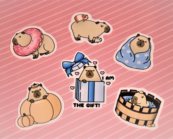 Capybara Sticker Pack - Charlie The Grumpy Capybara - Set of 6 Stickers - Cute Capybara Gifts - Fun Stickers for Planners and Journals