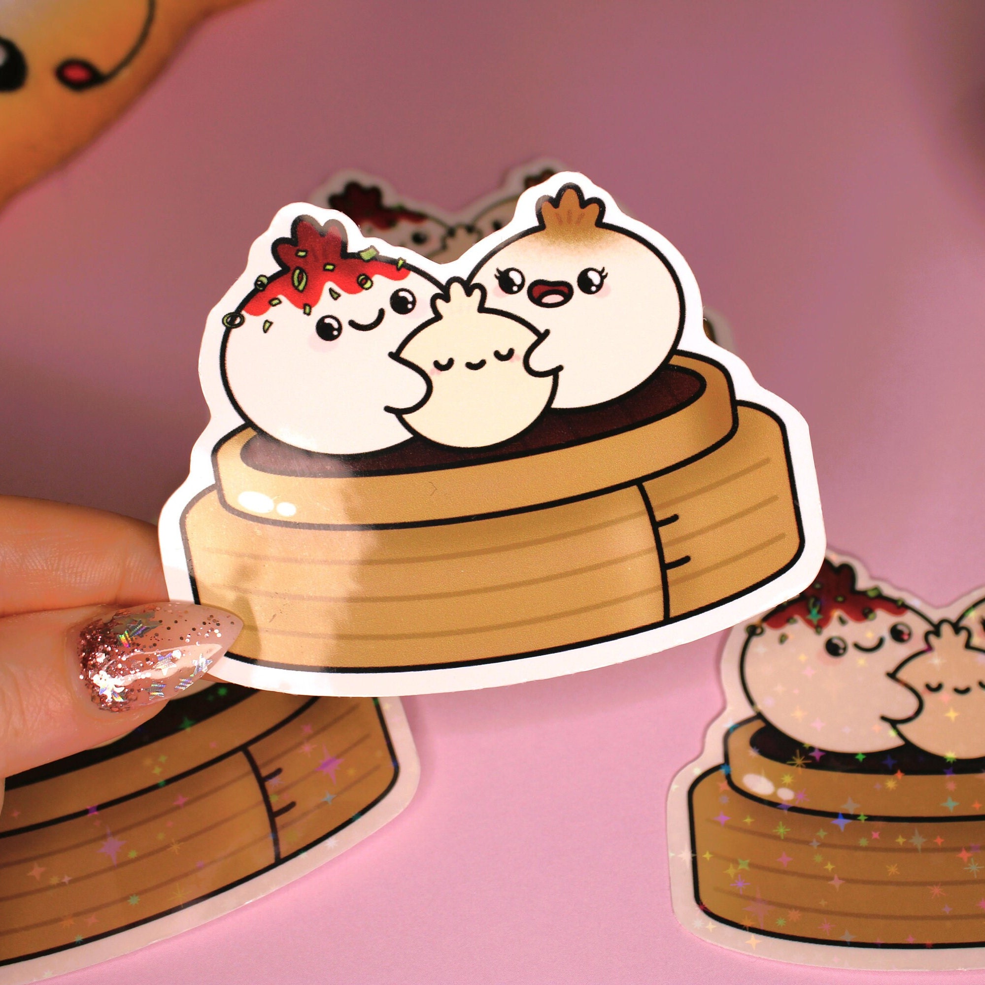 Cute Dumpling Family Sticker - Dim Sum Dumplings - Kawaii Decals for ...