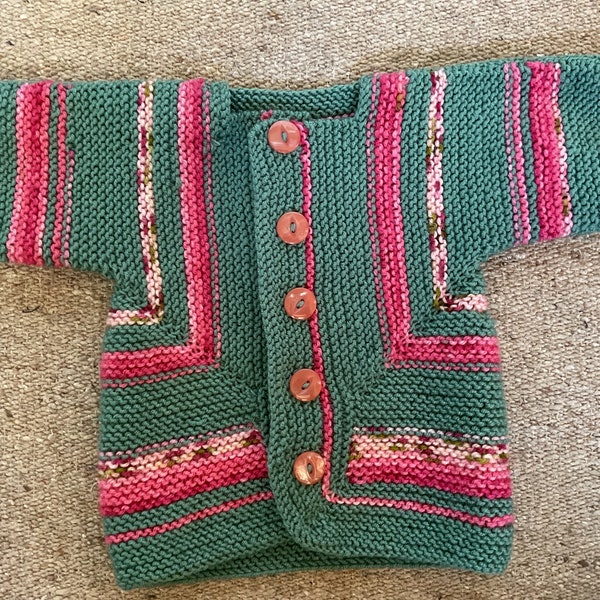 Unique hand knitted baby 'surprise' jacket up to 1 year