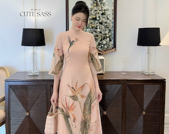 Diep Xuan - Beige Dragonfly Ao Dai Set 6B