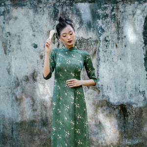 Vien Collection - Flora Element Ao Dai Set | Pre-made Traditional Women Ao Dai with Pants | Lunar New Year| Ao Dai Truyen Thong|26D