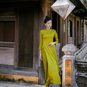Green Hai Da Silk Plain Ao Dai Set Pre-made Traditional - Etsy