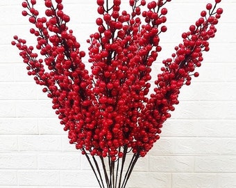 Red Berry Stem 40" Tall - Tet Decoration | Lunar New Year Lucky Decor | Home Decor, Living Room Decoration, Housewarming |
