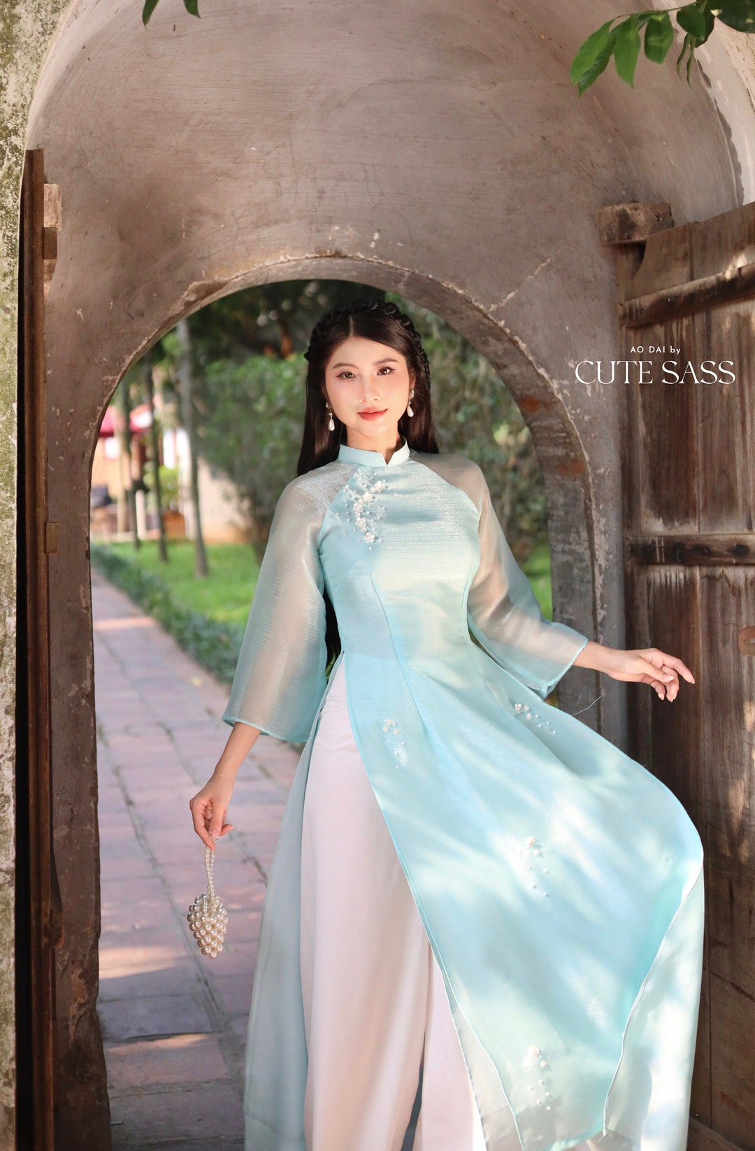 Pre-made Gấm Xanh Ao Dai for Women | Green Vietnamese