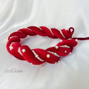 Twisted Sparkle Velvet Headband - Mấn | Pre-made Vietnamese Ao Dai Accessories | Vietnamese Accessories | Wedding Ao Dai Headband