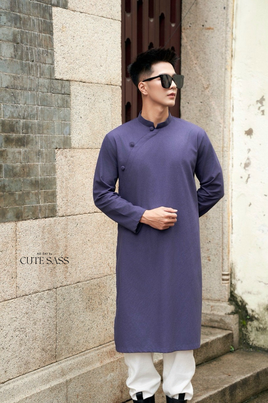 Men Linen Button Ao Dai Top (3 COLORS) 1314D| Pre-made Traditional ...