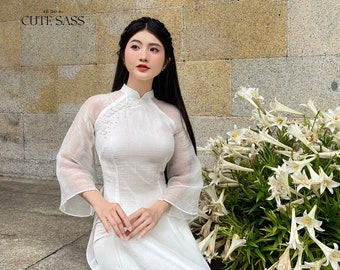 ベトナムアオザイ/Áo dài Việt Nam/No36 Vietnamese Traditional Ao Dai, 3D Floral Print, Japanese