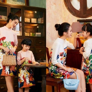 Girl Scenery Dress (No Pants) 36A| Pre-made Traditional Vietnamese Ao Dai | Lunar New Year | Ao Dai for Girl | Ao Dai Tet | 36A