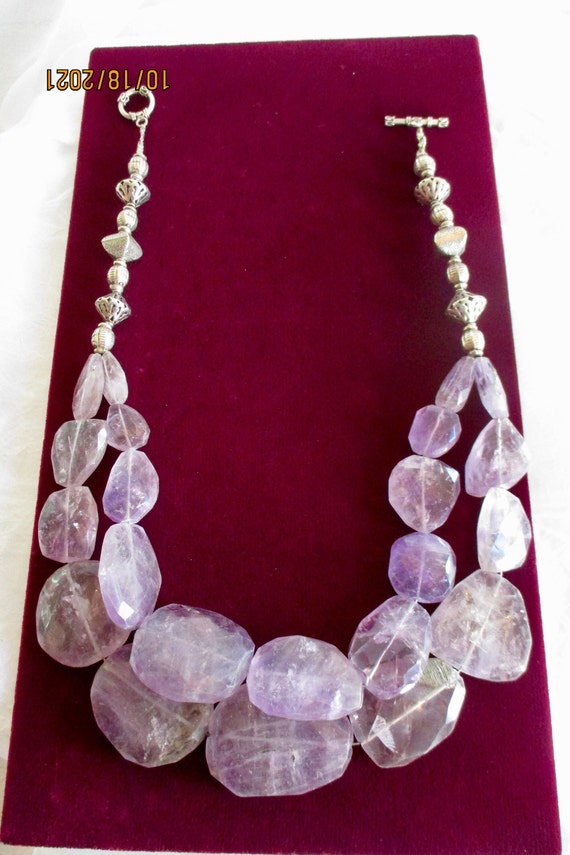 Amethyst Necklace, Amethyst Vintage Necklace, Dou… - image 4