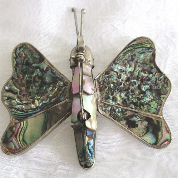 Butterfly, Abalone, Vintage Abalone Butterfly Pin… - image 4