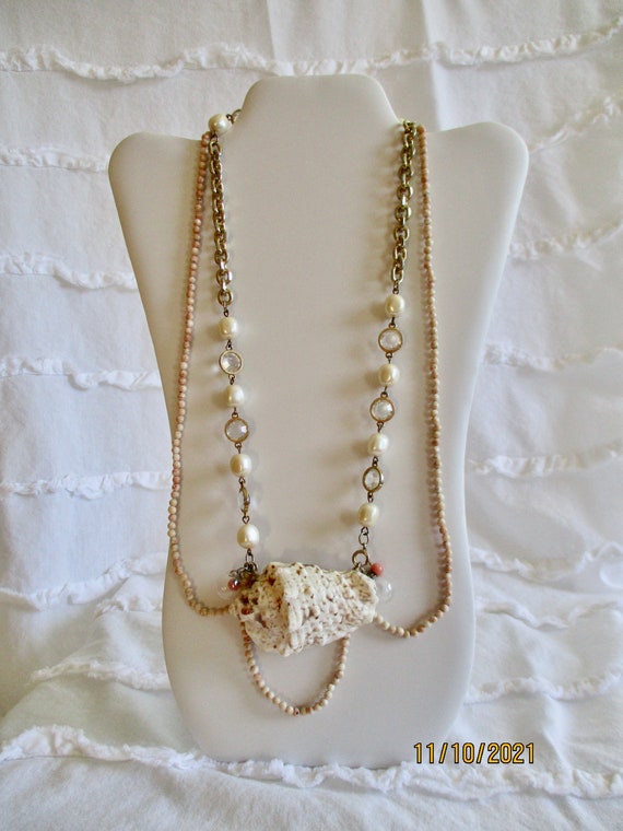 Shell Necklace, Vintage Conch Shell Necklace, Vin… - image 2