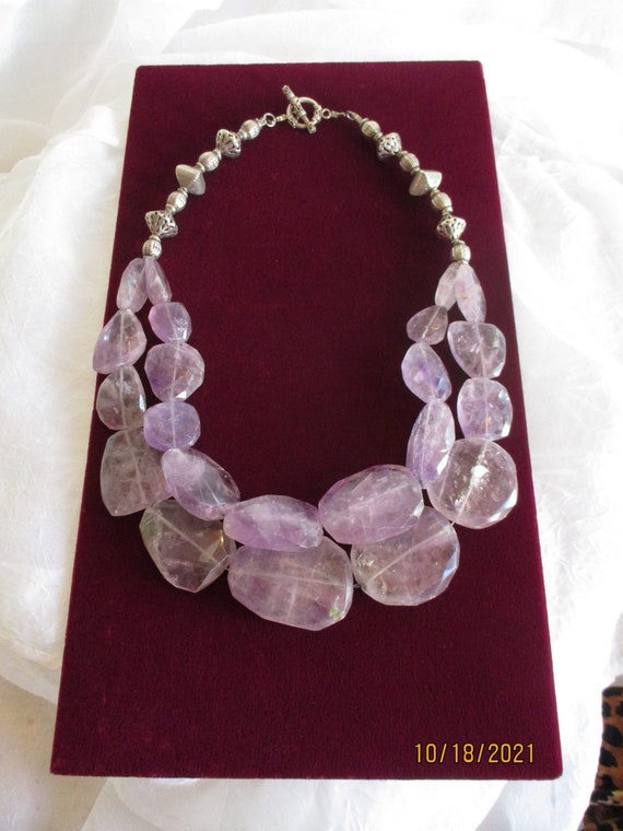 Amethyst Necklace, Amethyst Vintage Necklace, Dou… - image 1