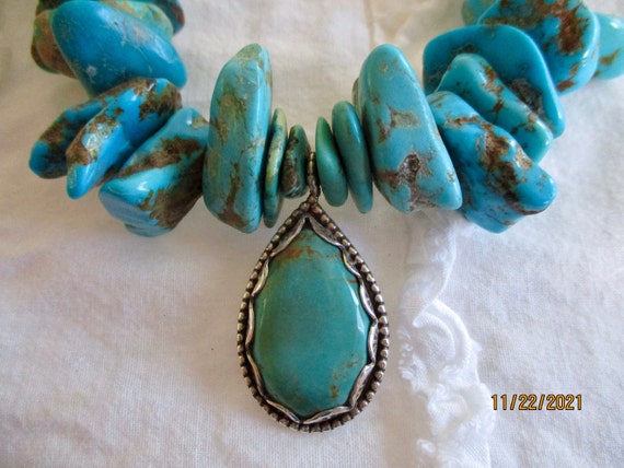 Turquoise Necklace, Turquoise Pendant Necklace, V… - image 6