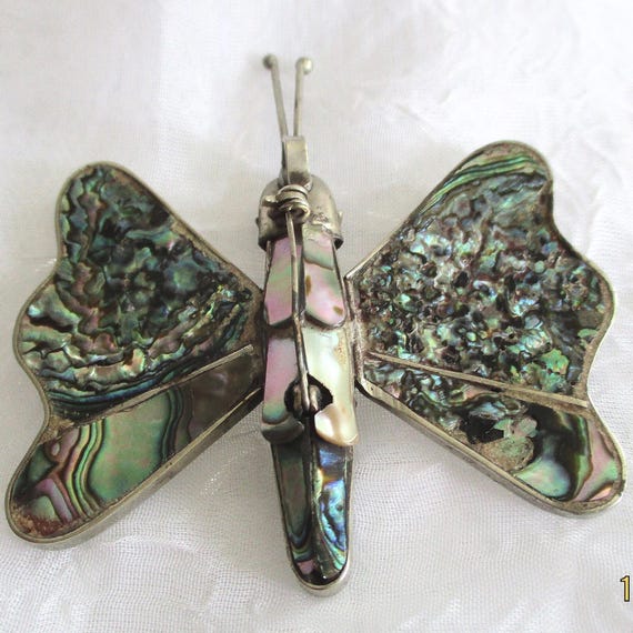 Butterfly, Abalone, Vintage Abalone Butterfly Pin… - image 3