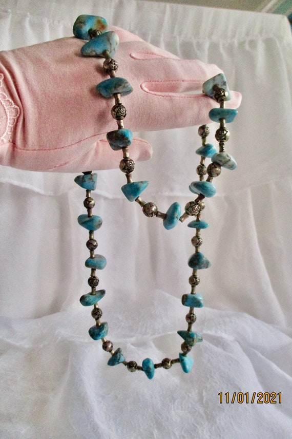 Turquoise Necklace, Vintage Turquoise Necklace, V… - image 1