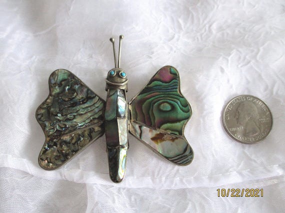 Butterfly, Abalone, Vintage Abalone Butterfly Pin… - image 5