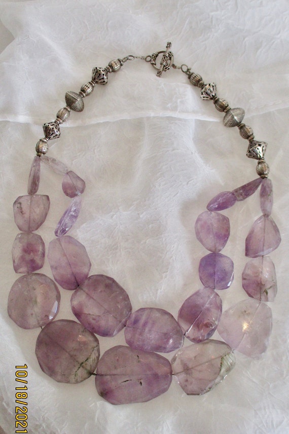 Amethyst Necklace, Amethyst Vintage Necklace, Dou… - image 9