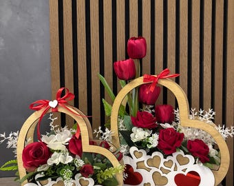 Valentine's Day laser cut file, 3mm thick, laser cut flower basket, gift for mom, glowforge stencil, Pdf Dxf, Svg, cdr