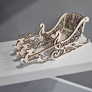 File Slitta di Babbo Natale svg-jpg. renna di Natale svg-jpg, decorazione natalizia taglio laser