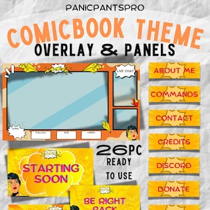 ANIMATED Comic Book Themed Overlay & Scenes Bundle for Twitch/Kick/Trovo with PANELS