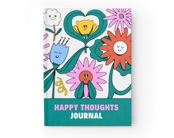 Happy thoughts journal, positivity journal, writing journal, mental health journal Ruled Line