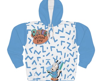 Sweat à capuche unisexe à imprimé Rockos modern life des années 90