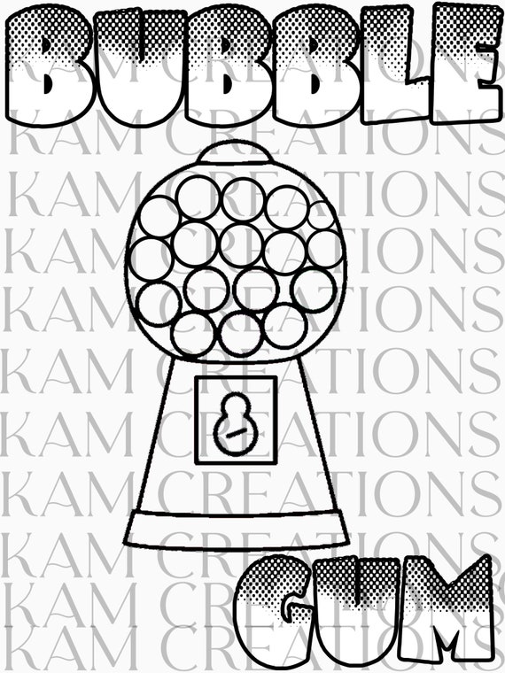 Bubble Gum Coloring Page | Etsy