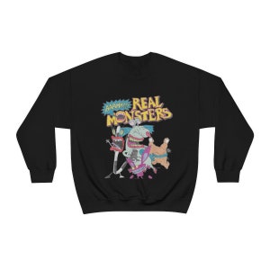 Aaahh real monsters Halloween sweatshirt, Spooky Halloween Sweatshirt, Vintage halloween sweatshirt, Halloween shirts for women, 90s kid