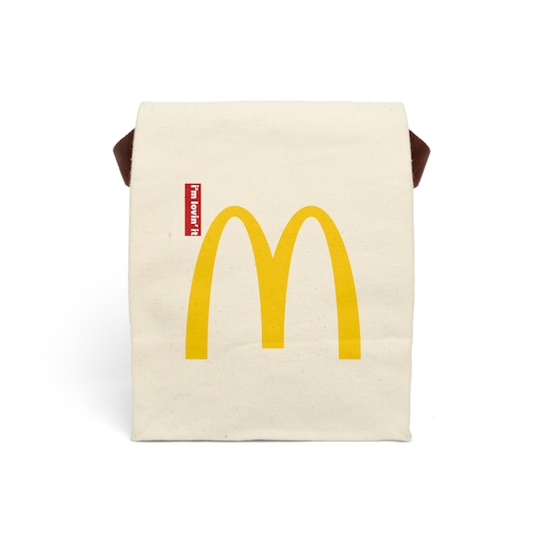 McDonalds style lunch bag, cute lunch bag, Canvas Lunch Bag With Strap