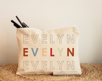Custom Canvas Makeup Bag - Personalized Travel Pouch: Birthday gift for her